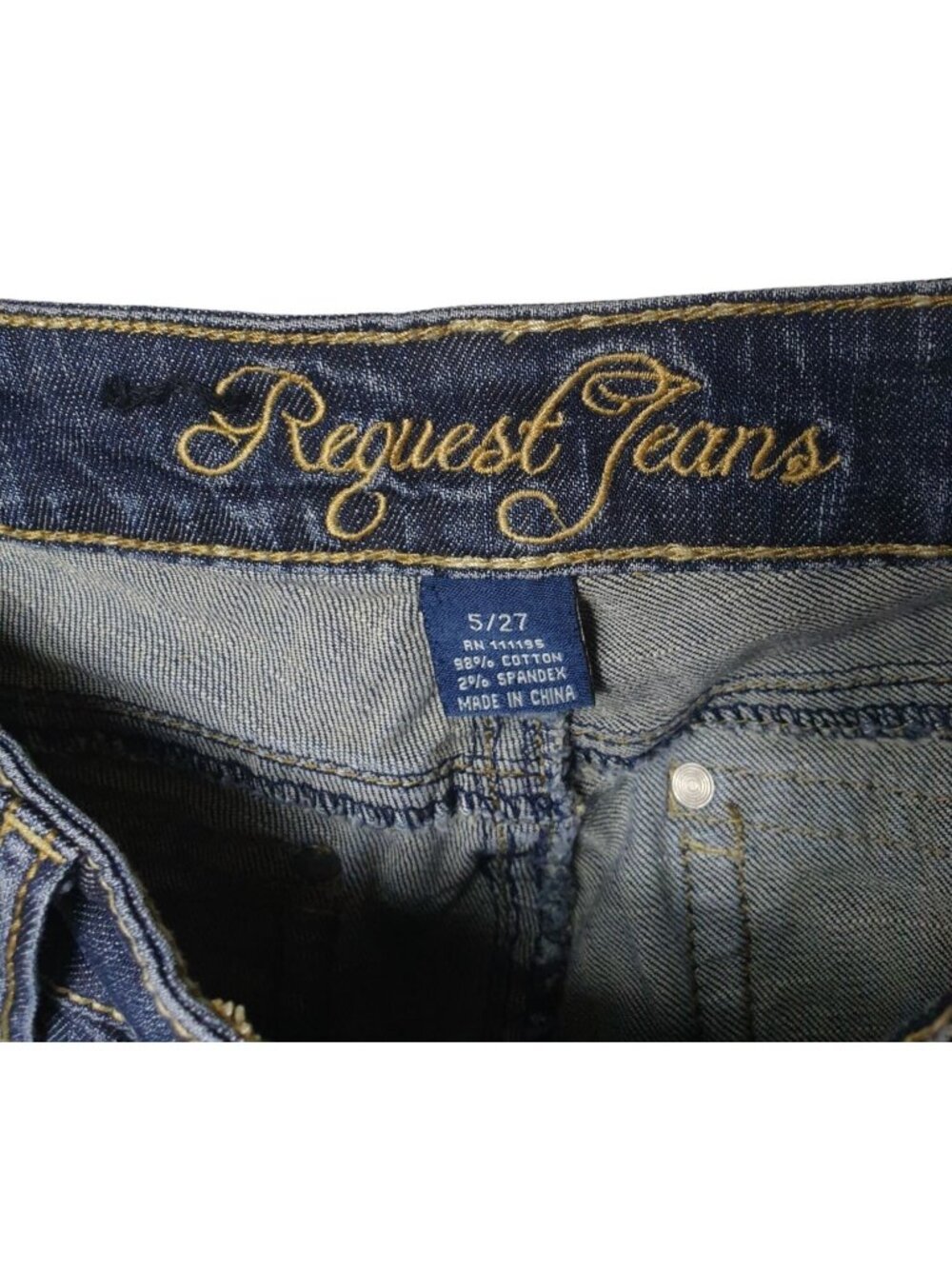 Request Jeans Juniors 5 Jorts Rhinestone Embellished Bermuda Shorts Gold 27" - Picture 7 of 8